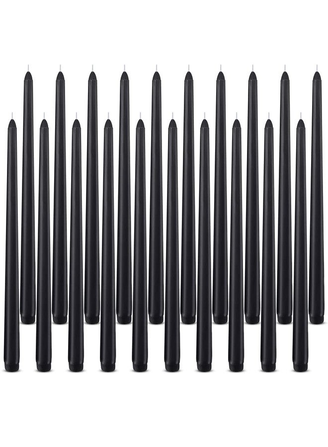 COSIKO 20 Packs Black Taper Candles 10 Inch Tall Unscented Dripless Dinner Candlesticks for Halloween Party Home - 8 Hour Burn Time - Image 1